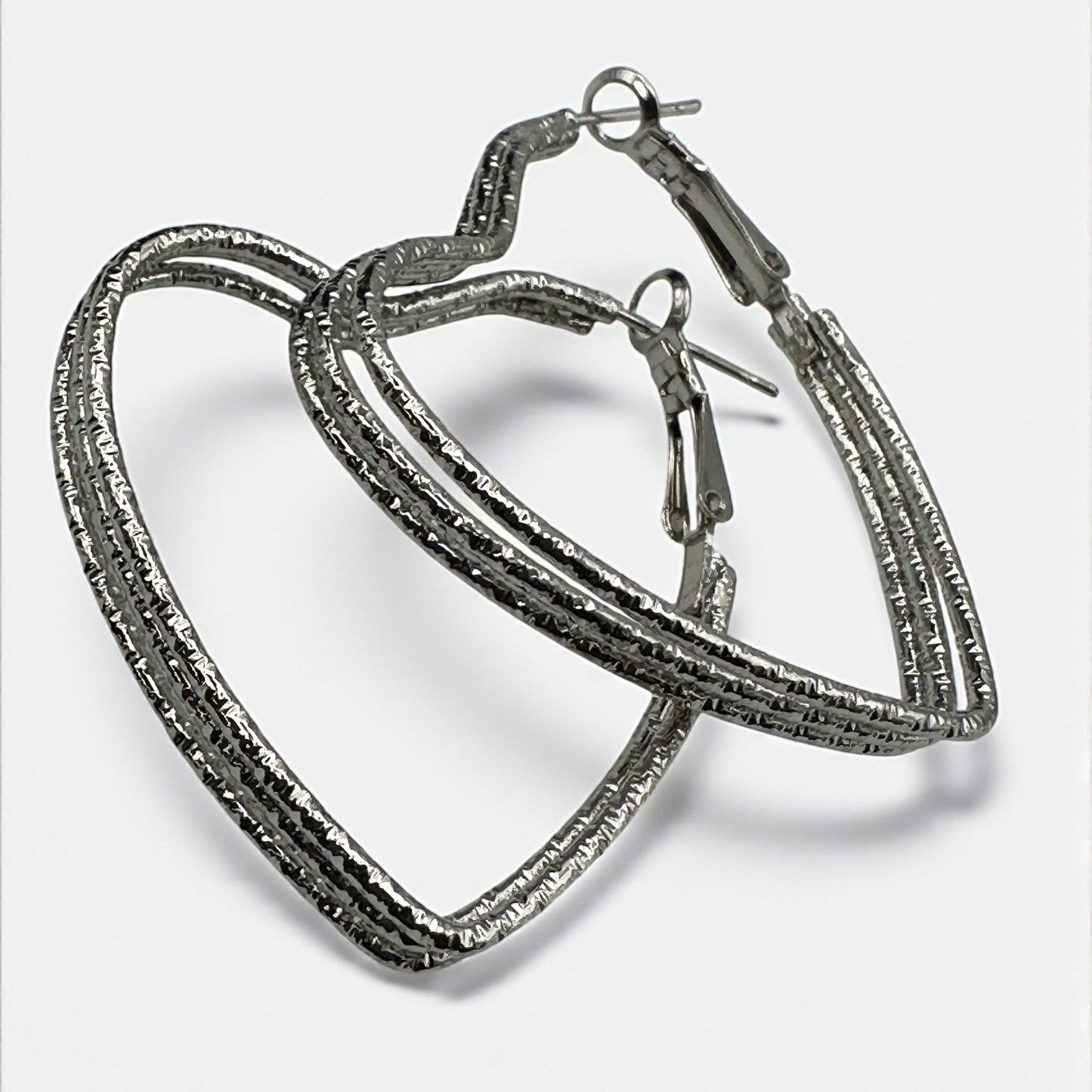Heart-Shaped Textured Hoop Earrings – Lightweight Romantic Statement Jewellery - Fatisha Boutique #