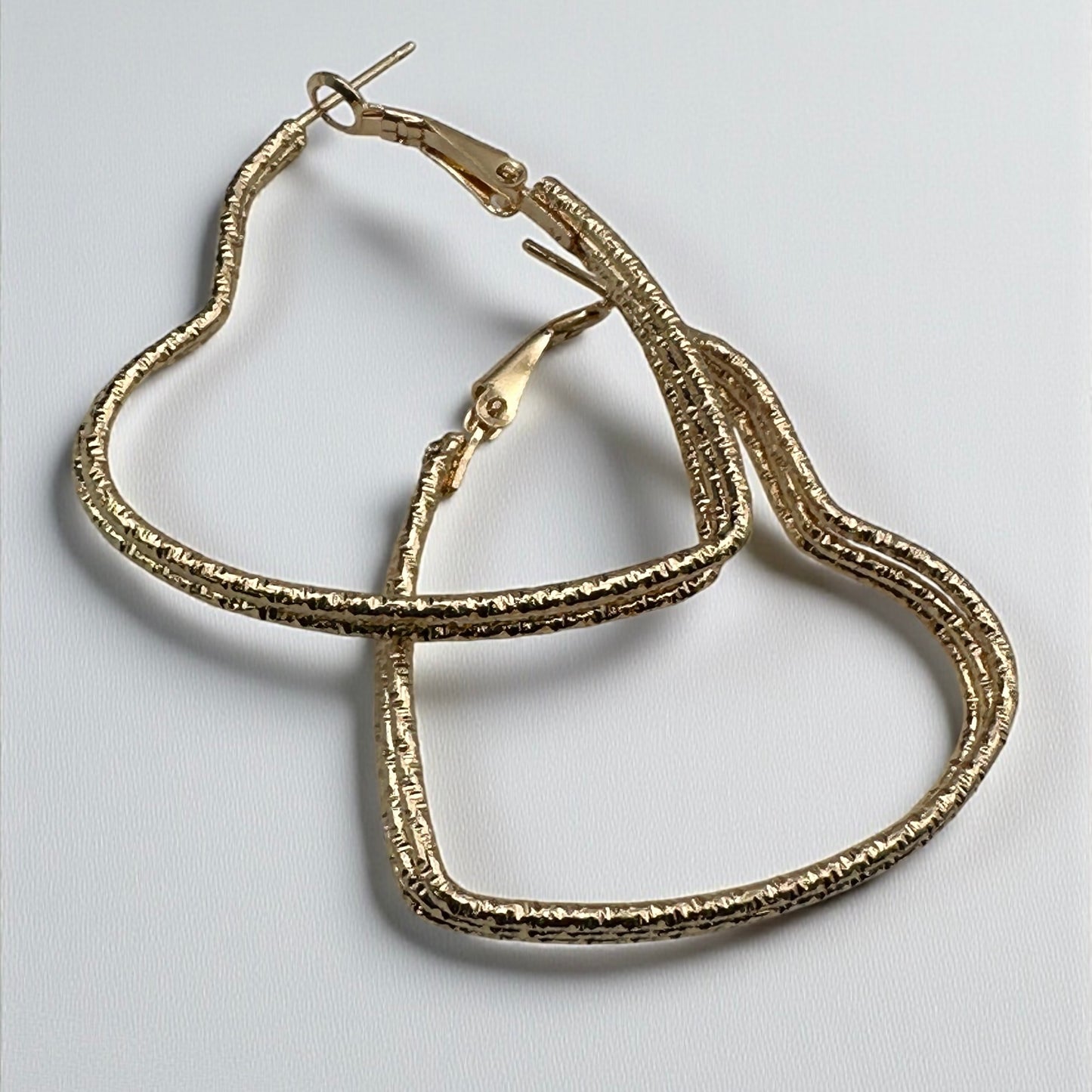 Heart-Shaped Textured Hoop Earrings – Lightweight Romantic Statement Jewellery - Fatisha Boutique #