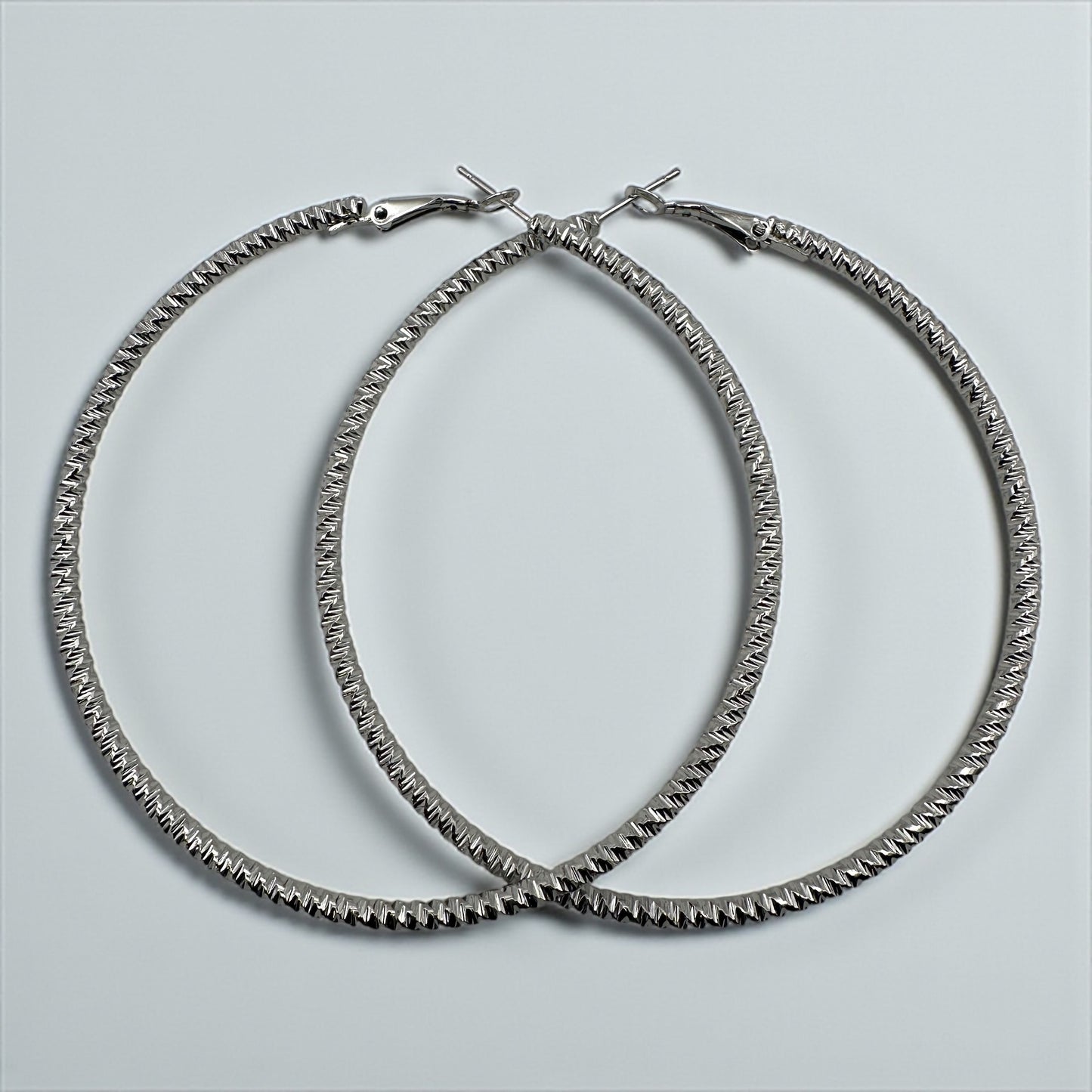 Textured 8CM Gold & Silver Hoop Earrings – Bold Lightweight Statement Fashion Jewellery for Women - Fatisha Boutique #