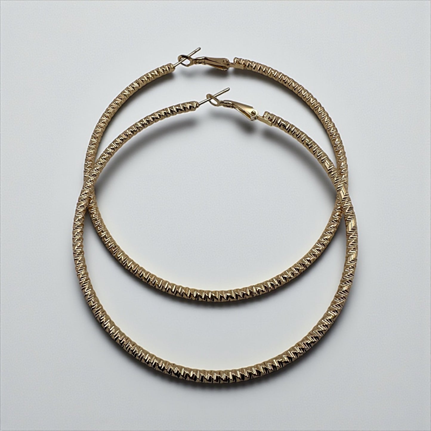 Textured 8CM Gold & Silver Hoop Earrings – Bold Lightweight Statement Fashion Jewellery for Women - Fatisha Boutique #