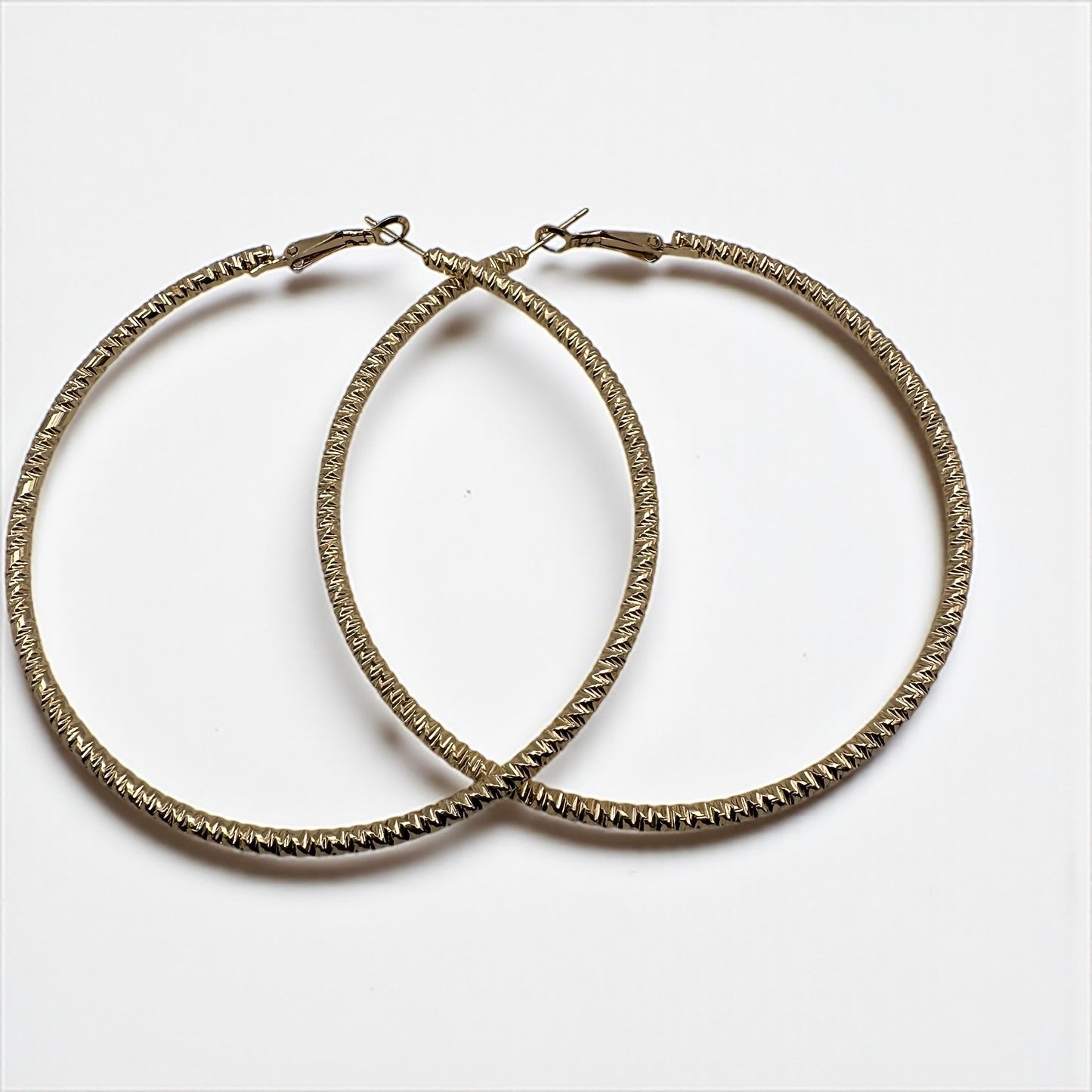 Textured 8CM Gold & Silver Hoop Earrings – Bold Lightweight Statement Fashion Jewellery for Women - Fatisha Boutique #