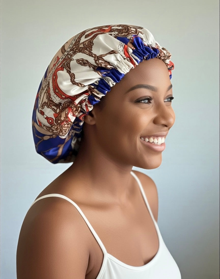 Adjustable Double-Layered Reversible Satin Bonnet – Luxury Silk Sleep Cap for Hair Protection - Fatisha Boutique #