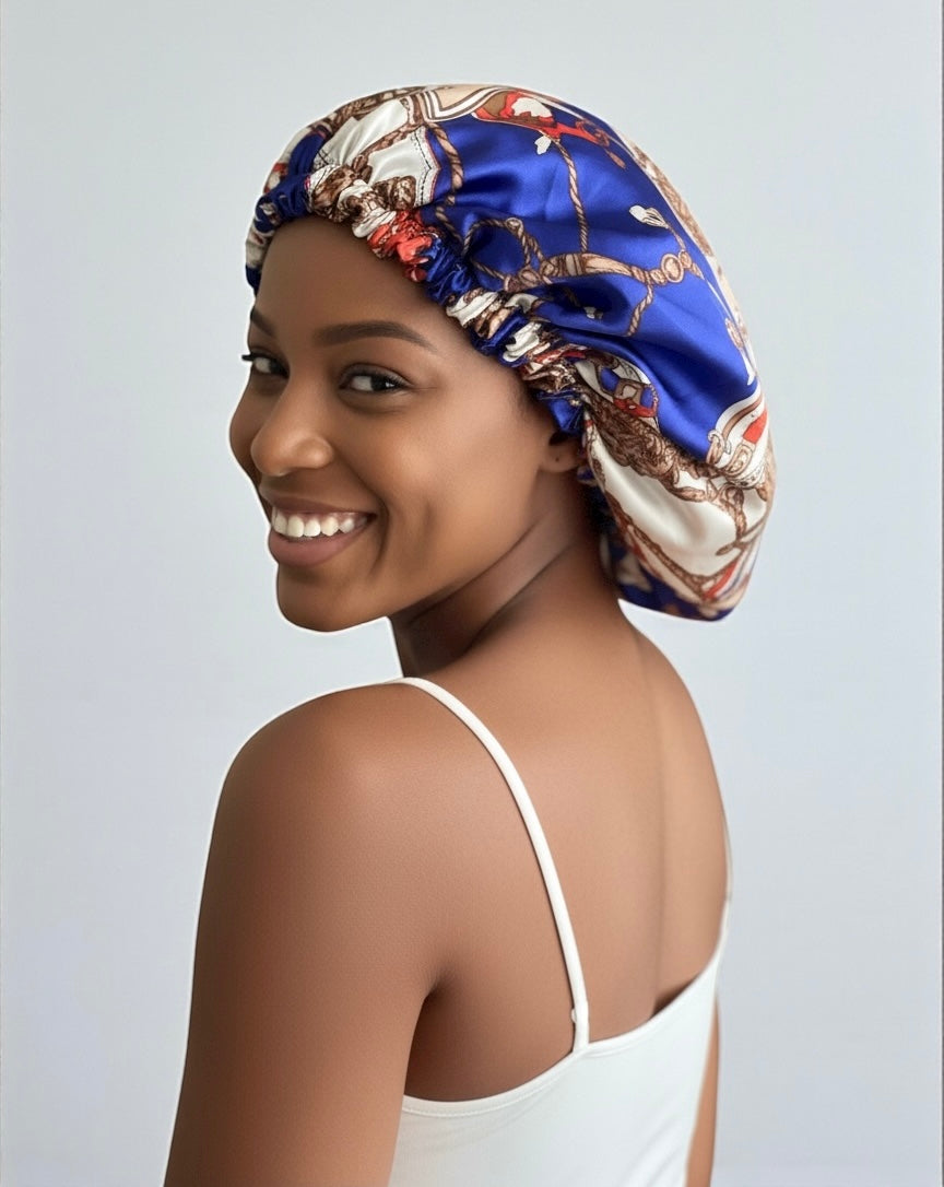 Adjustable Double-Layered Reversible Satin Bonnet – Luxury Silk Sleep Cap for Hair Protection - Fatisha Boutique #