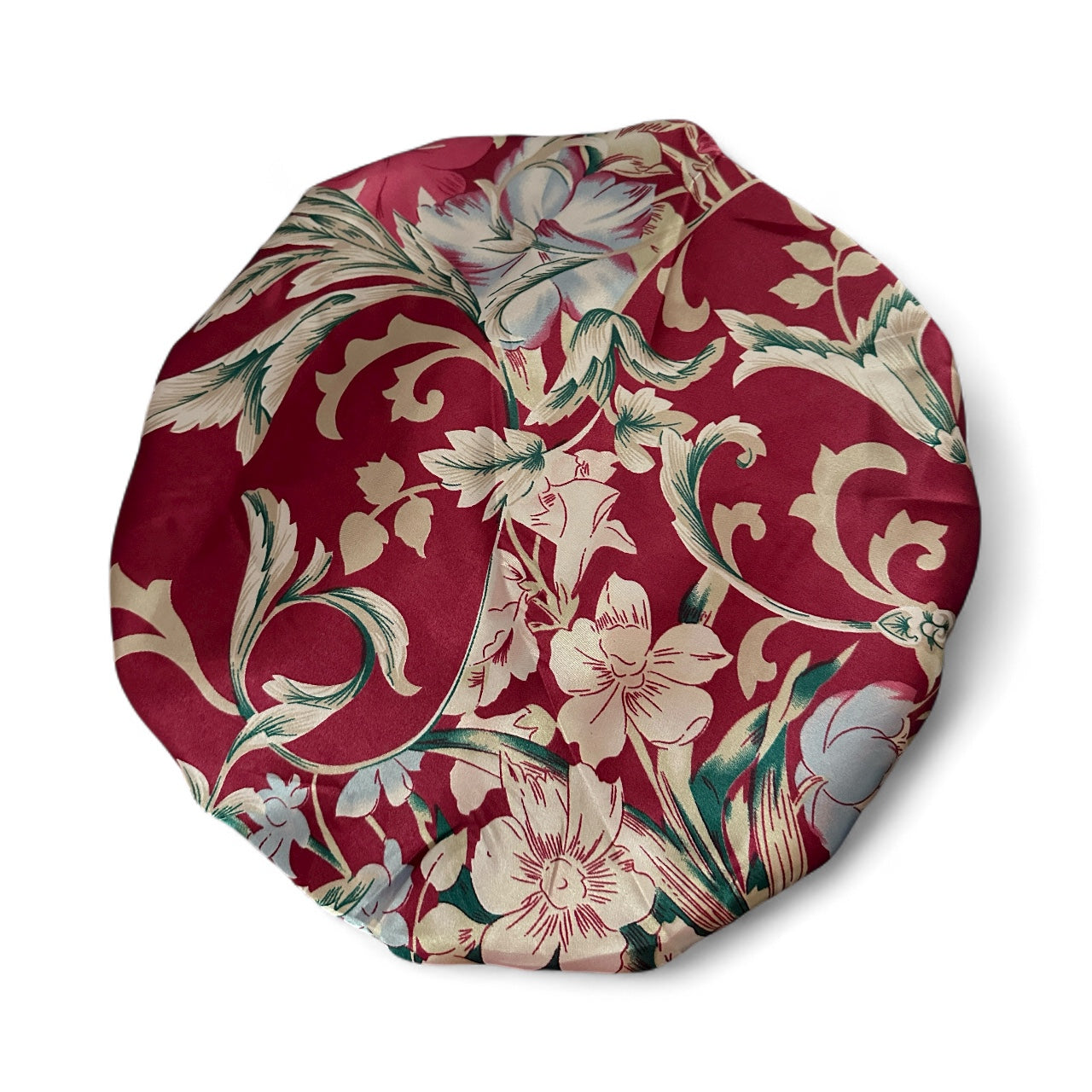 Adjustable Double-Layered Satin Silk Bonnet Cap – Reversible Red Floral Sleep Cap for Hair Protection - Fatisha Boutique #
