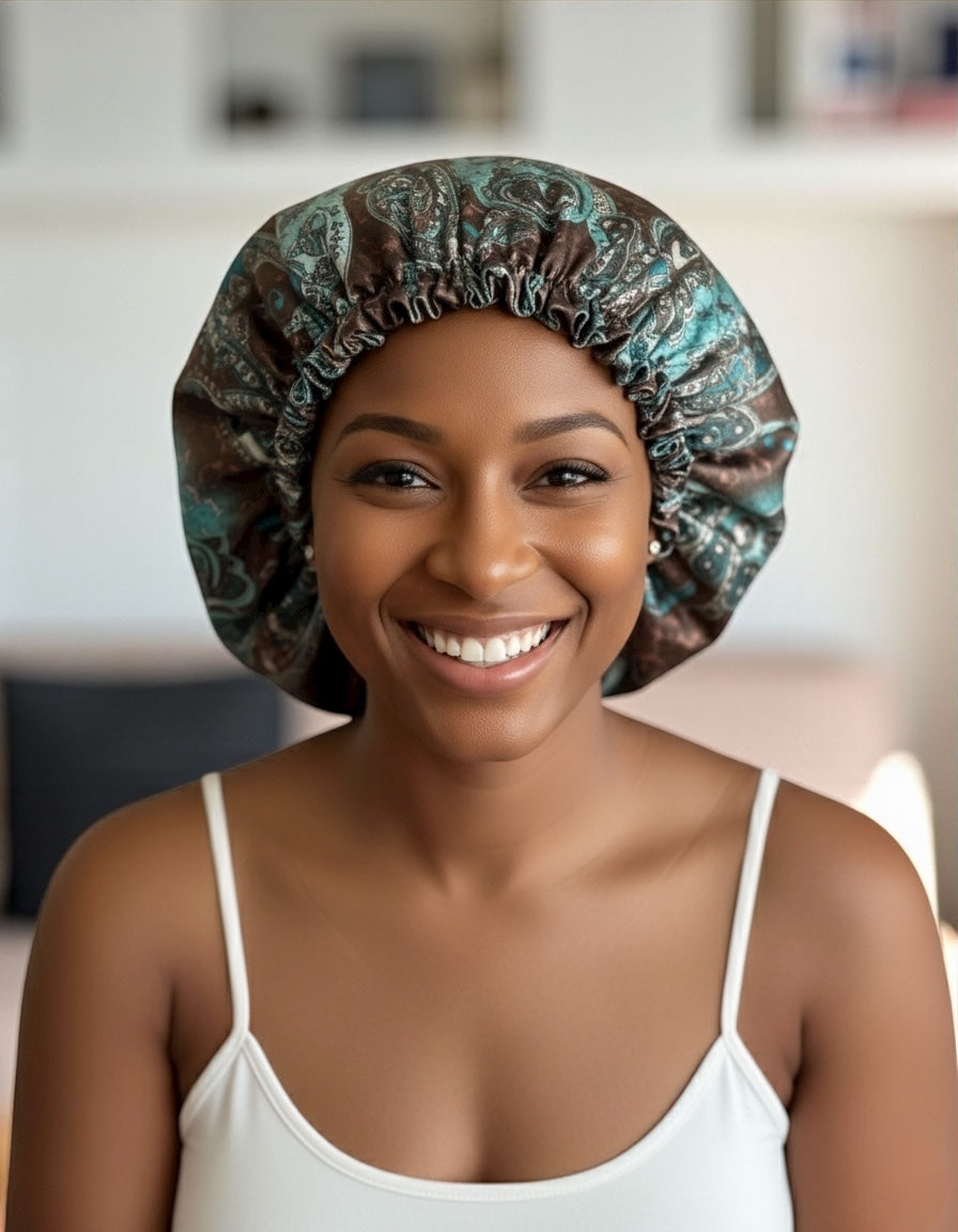 Adjustable Reversible Satin Silk Bonnet – Double-Layered Hair Protection Sleep Cap for Women - Fatisha Boutique #