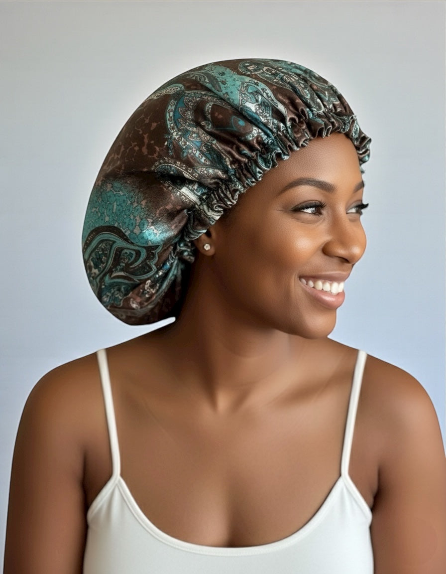Adjustable Reversible Satin Silk Bonnet – Double-Layered Hair Protection Sleep Cap for Women - Fatisha Boutique #
