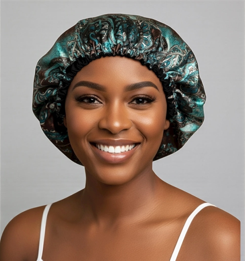Adjustable Reversible Satin Silk Bonnet – Double-Layered Hair Protection Sleep Cap for Women - Fatisha Boutique #