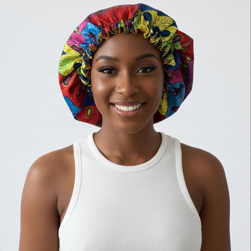 Adjustable Reversible Satin Silk Bonnet Cap – Double-Layered Hair Protection - Fatisha Boutique #