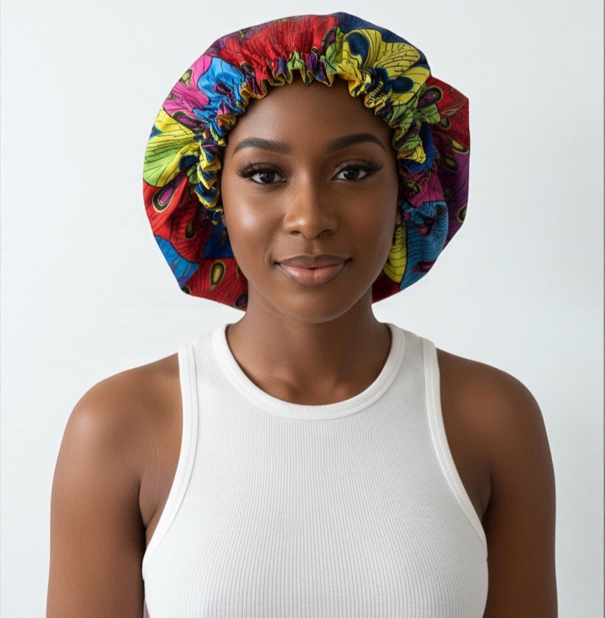 Adjustable Reversible Satin Silk Bonnet Cap – Double-Layered Hair Protection - Fatisha Boutique #