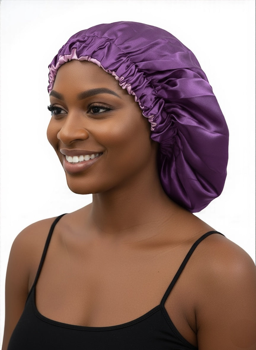 Double-Layered Reversible Satin Silk Bonnet Cap – Hair Protection Night Sleep Cap - Fatisha Boutique #