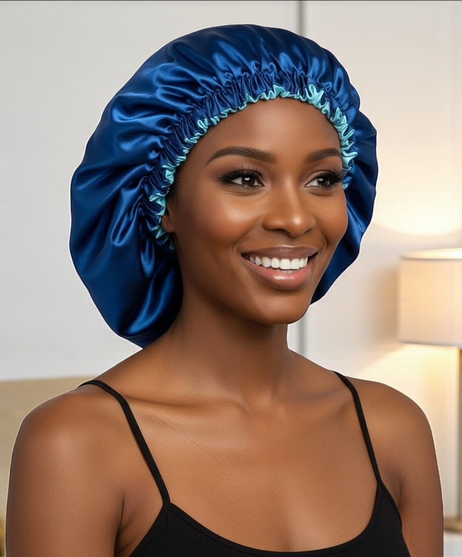Double-Layered Reversible Satin Silk Bonnet Cap – Hair Protection Night Sleep Cap - Fatisha Boutique #