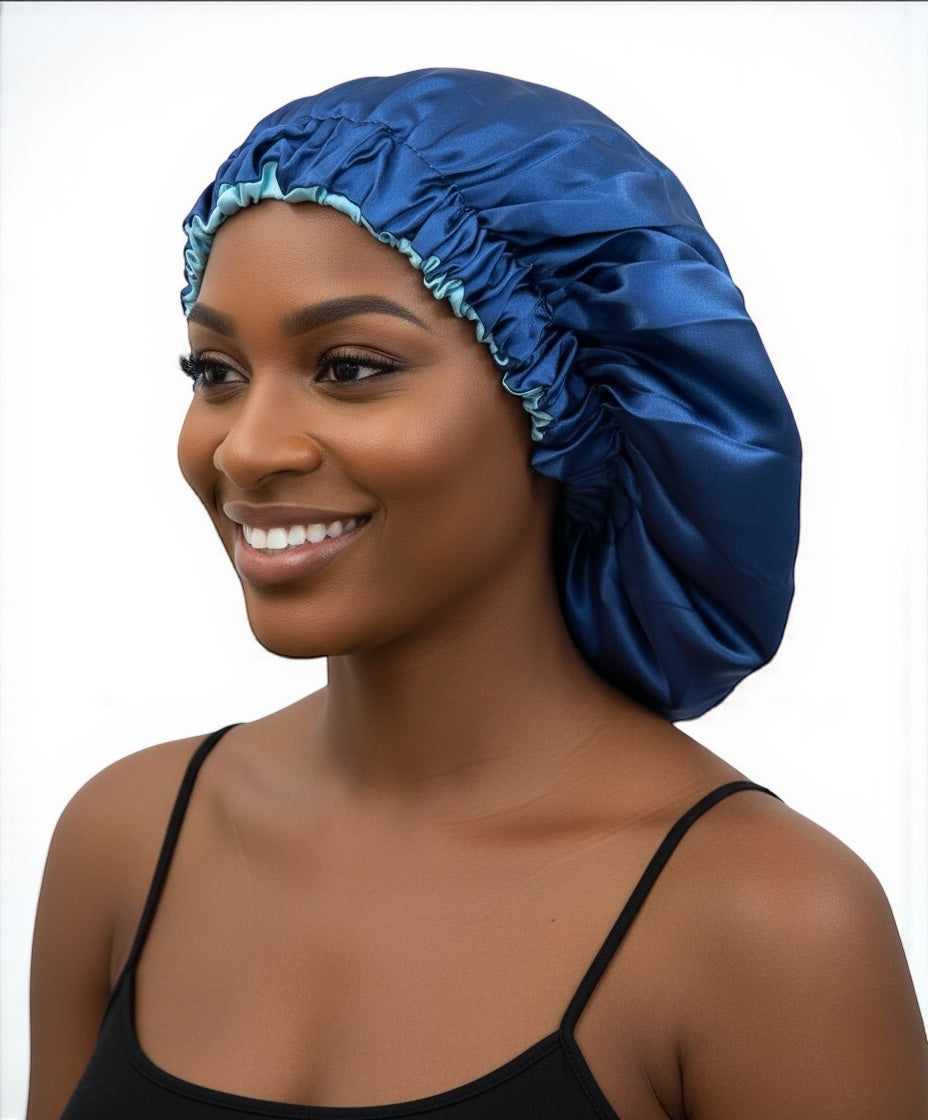 Double-Layered Reversible Satin Silk Bonnet Cap – Hair Protection Night Sleep Cap - Fatisha Boutique #