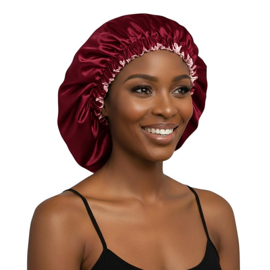 Double-Layered Reversible Satin Silk Bonnet Cap – Hair Protection Night Sleep Cap - Fatisha Boutique #