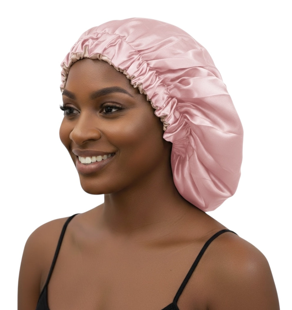 Double-Layered Reversible Satin Silk Bonnet Cap – Hair Protection Night Sleep Cap - Fatisha Boutique #