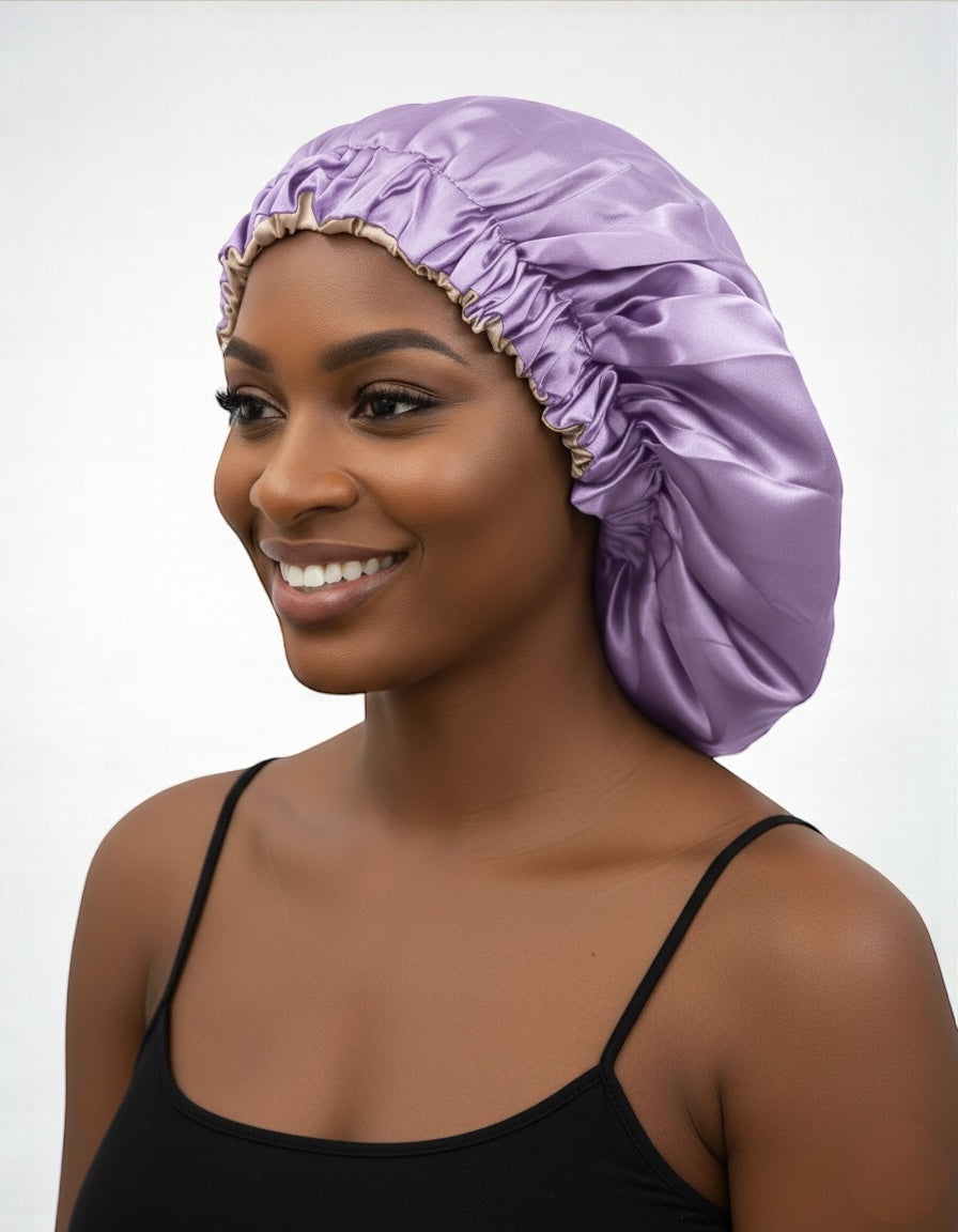Double-Layered Reversible Satin Silk Bonnet Cap – Hair Protection Night Sleep Cap - Fatisha Boutique #