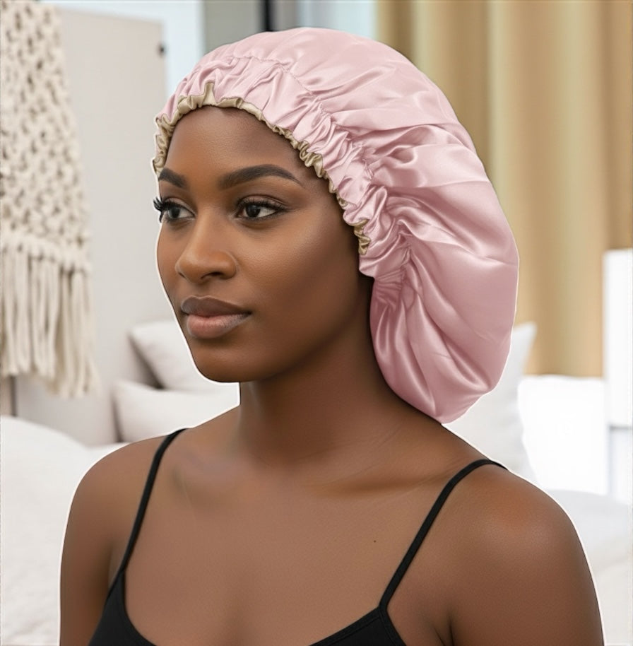 Double-Layered Reversible Satin Silk Bonnet Cap – Hair Protection Night Sleep Cap - Fatisha Boutique #