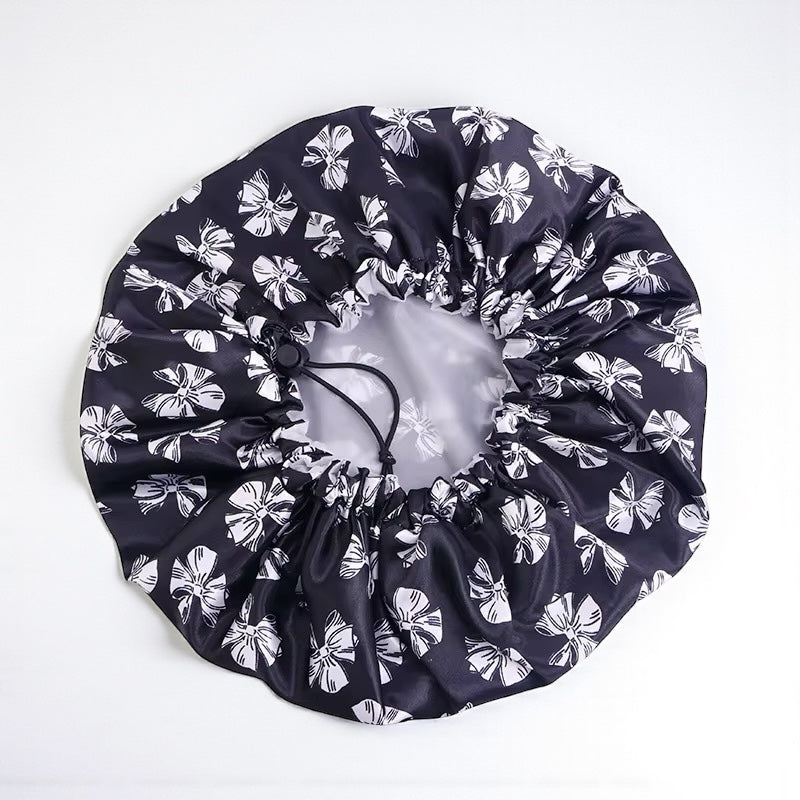 Adjustable Double-Layered Satin Silk Shower & Deep Conditioning Bonnet Cap – Waterproof, Reversible Hair Protector - Fatisha Boutique #