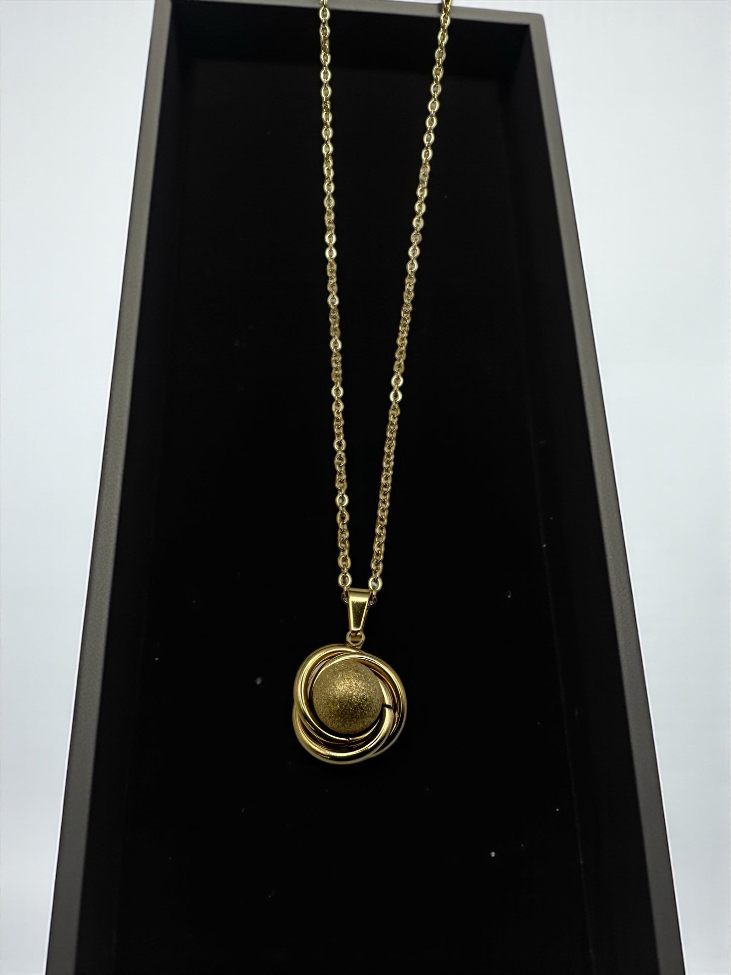 Stainless Steel Textured Sphere Necklace & Earrings Set – Elegant Gold & Silver Jewellery Gift for Women - Fatisha Boutique #