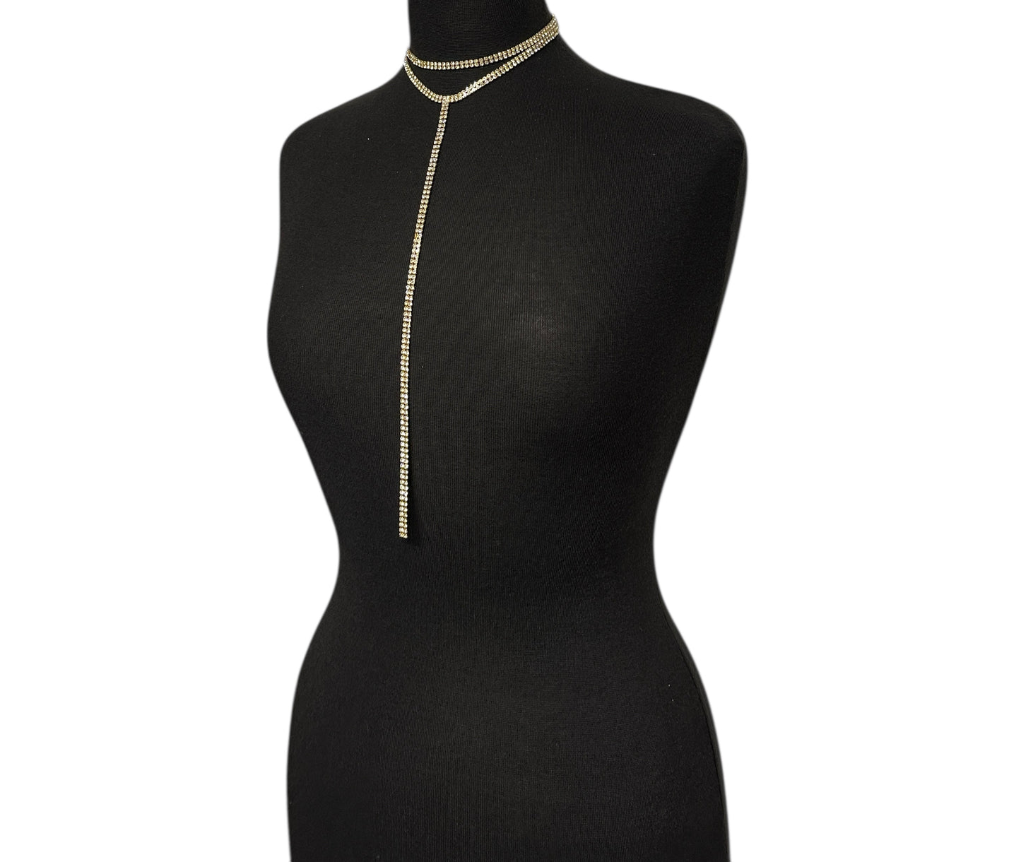 Crystal Rhinestone Tassel Choker Necklace – Double Layered Statement Chain for Women - Fatisha Boutique #