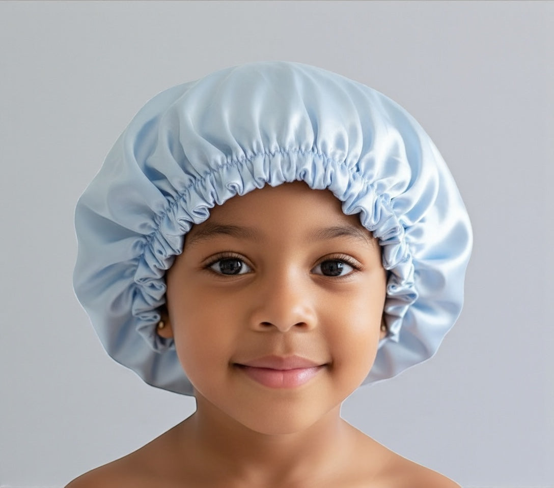 Children's Adjustable Satin Shower Bonnet – Double-Layered Waterproof Hair Cap (1–5 Years) - Fatisha Boutique #