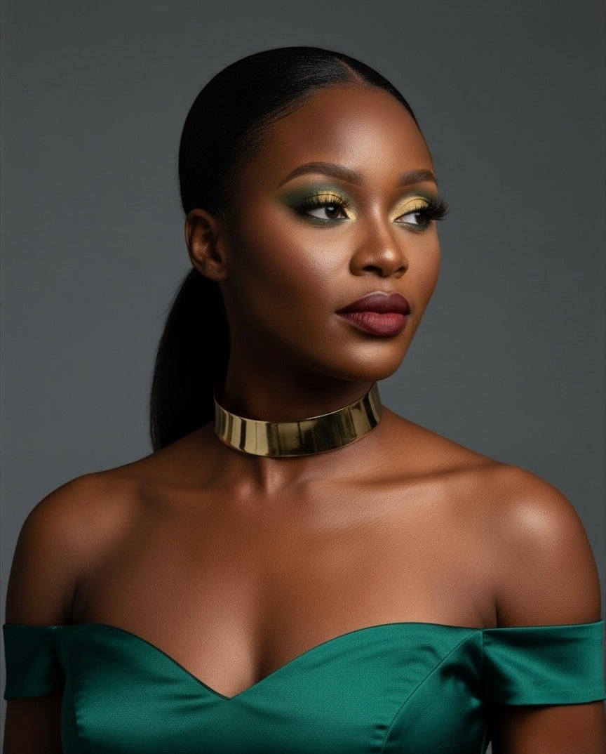 Bold 3cm Wide Metal Chrome Boho Choker Necklace – Statement Gold & Silver Neck Collar - Fatisha Boutique #