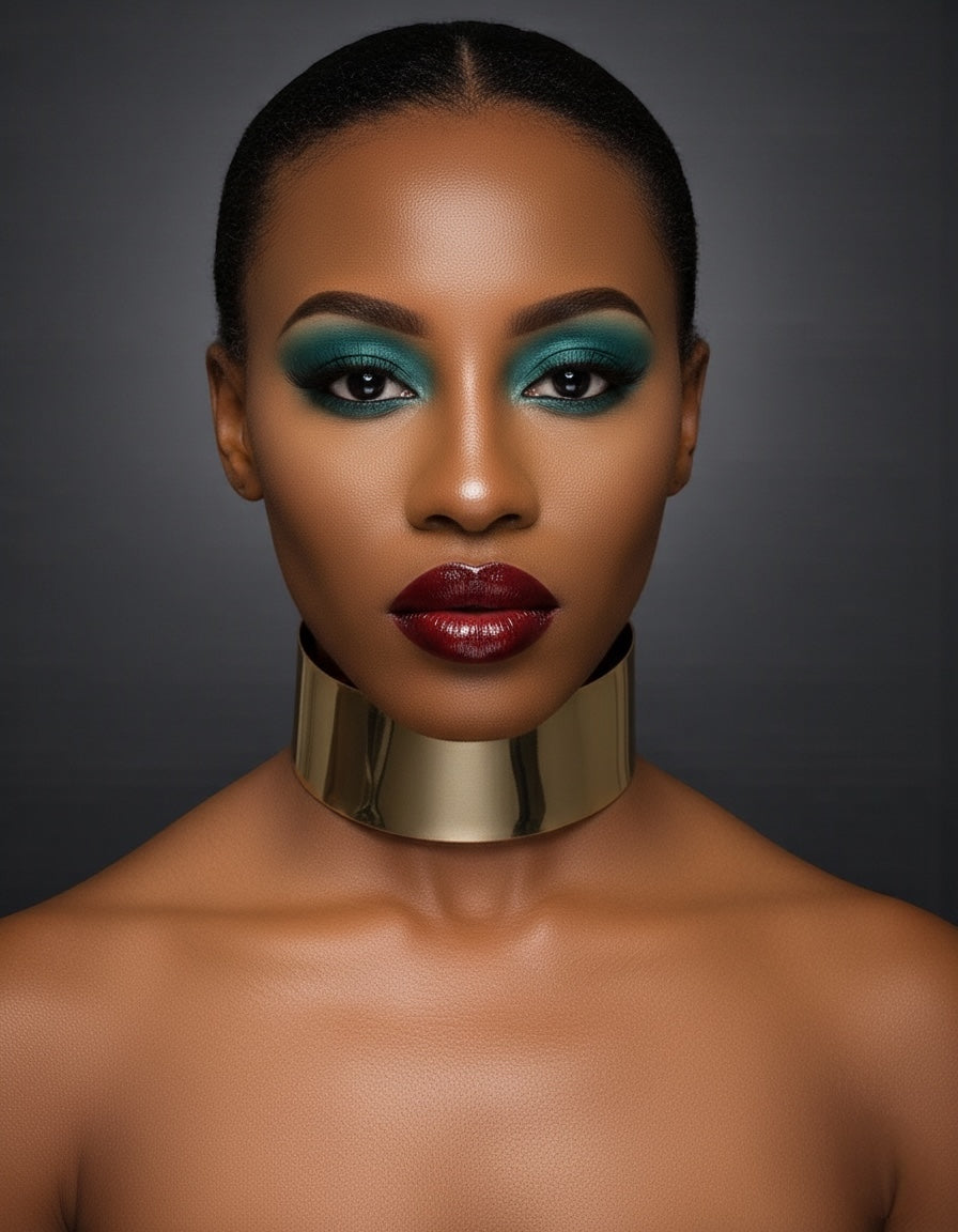 5cm Wide Gold & Silver Metal Choker Necklace – Bold High-Shine Statement Collar - Fatisha Boutique #