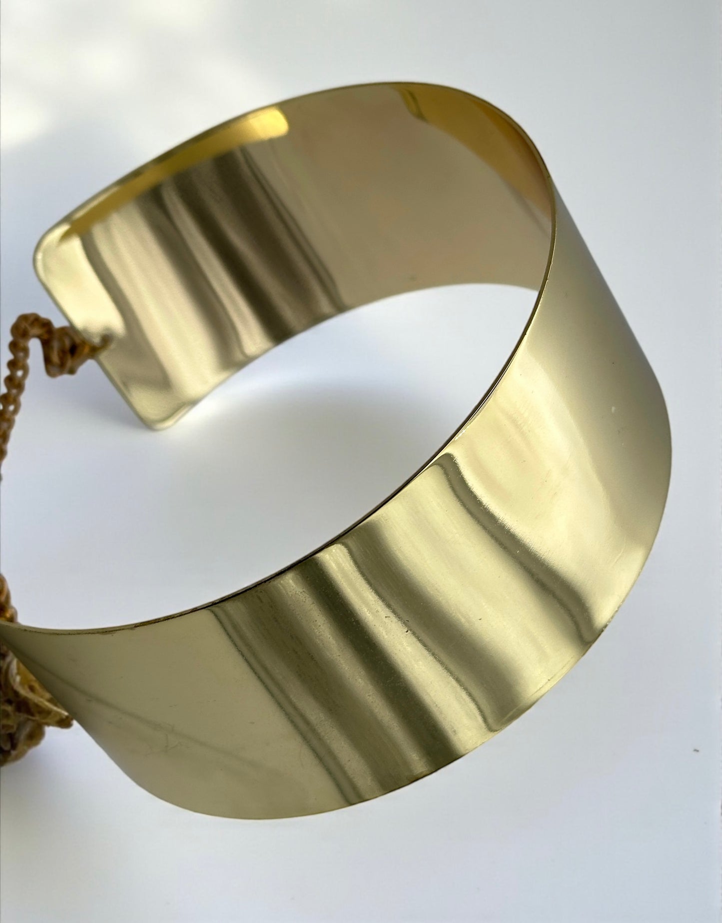 5cm Wide Gold & Silver Metal Choker Necklace – Bold High-Shine Statement Collar - Fatisha Boutique #