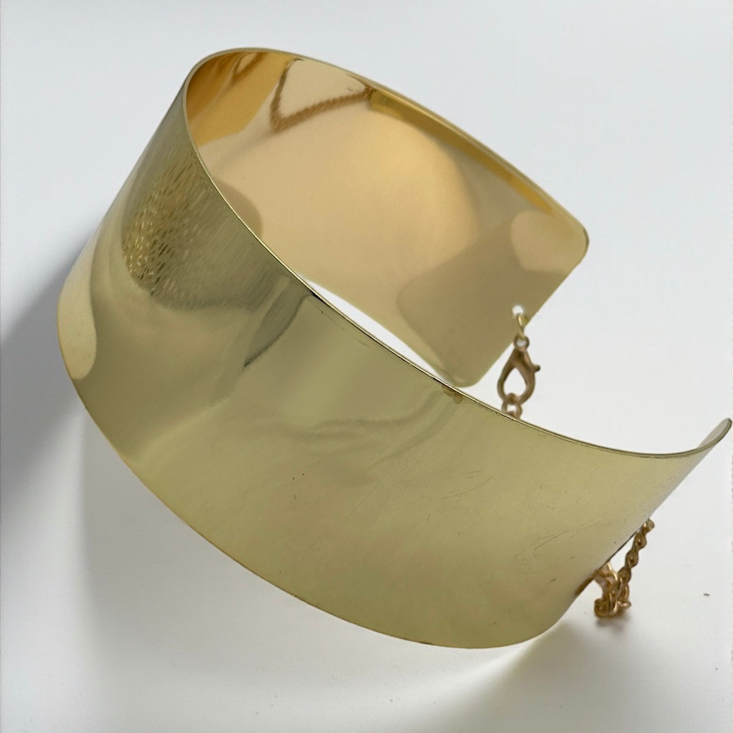5cm Wide Gold & Silver Metal Choker Necklace – Bold High-Shine Statement Collar - Fatisha Boutique #