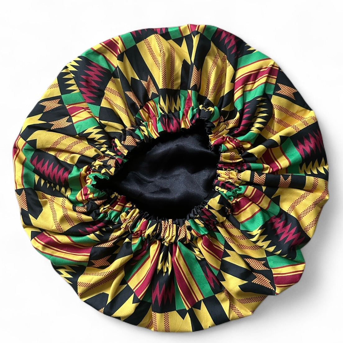 Double Layered Ankara Kente Satin Silk Bonnet Cap – Reversible Sleep Cap for Natural Hair, Braids & Locs - Fatisha Boutique # Fatisha Boutique