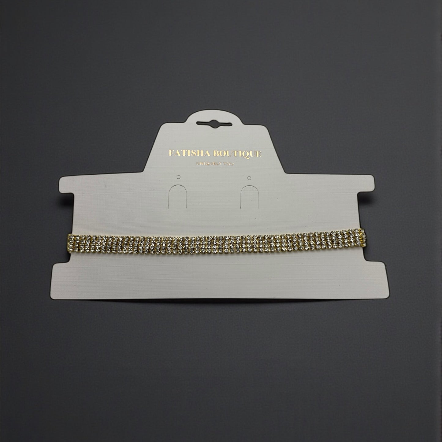 Elegant 1CM Rhinestone Choker Necklace – Gold or Silver Sparkle Glam - Fatisha Boutique #