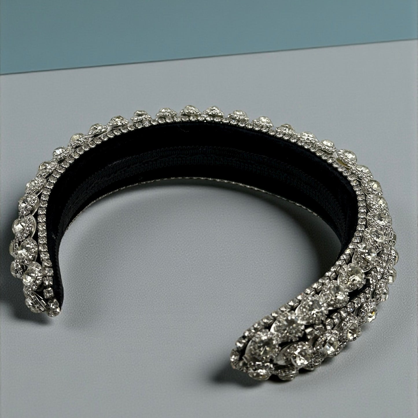 Luxury Silver Crystal Rhinestone Baroque Padded Headband – Statement Hair Accessory - Fatisha Boutique #