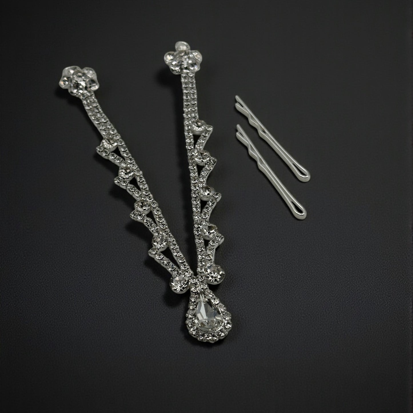 Diamante Forehead Rhinestone Tassels Bridal Headpiece Hair Clip Jewellery - Fatisha Boutique # Fatisha Boutique