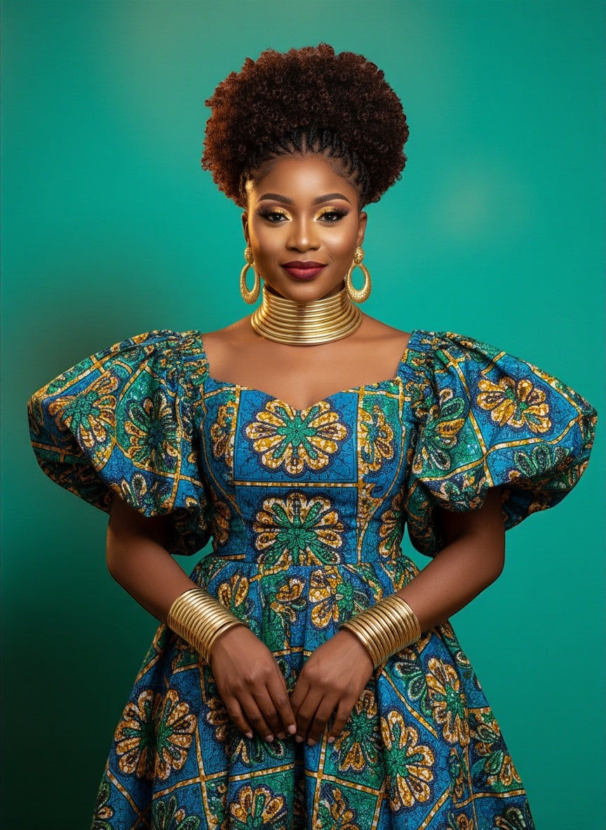 Ndebele Faux Leather Collar Choker Necklace & Cuff Set – African Statement Jewellery (Gold, Silver, Black) - Fatisha Boutique #