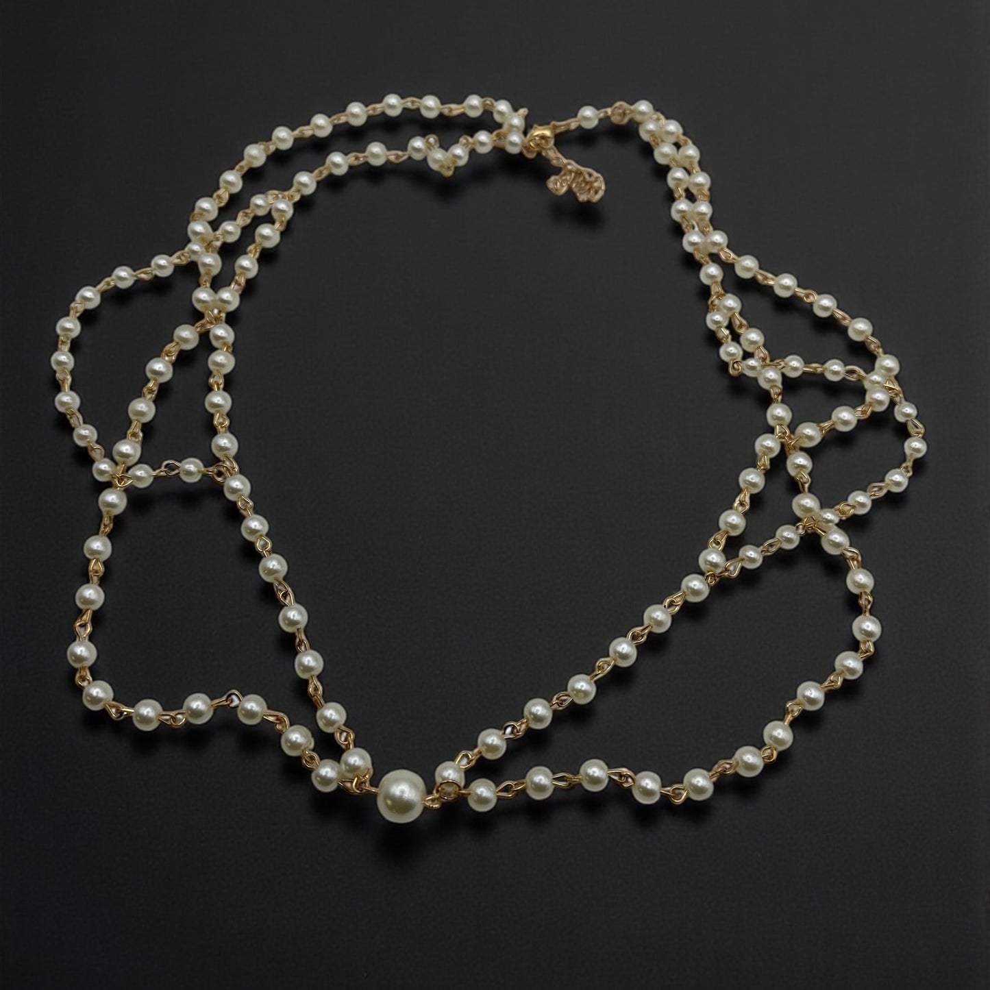 Bridal Multilayer Faux Pearl Tassel Headpiece – Boho Wedding Hair Jewellery - Fatisha Boutique #