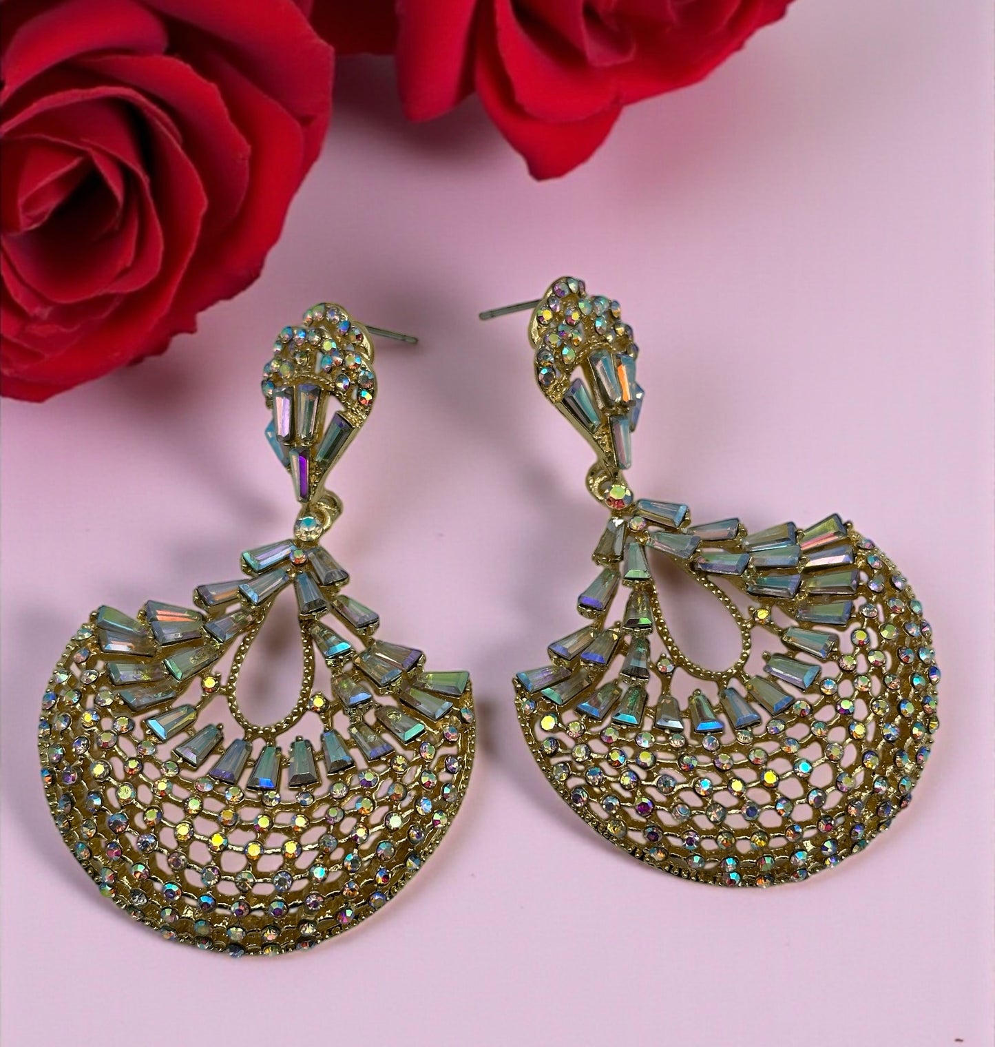 Elegant Diamante Teardrop Crystal Earrings – Glamorous Bridal Statement Jewellery - Fatisha Boutique #
