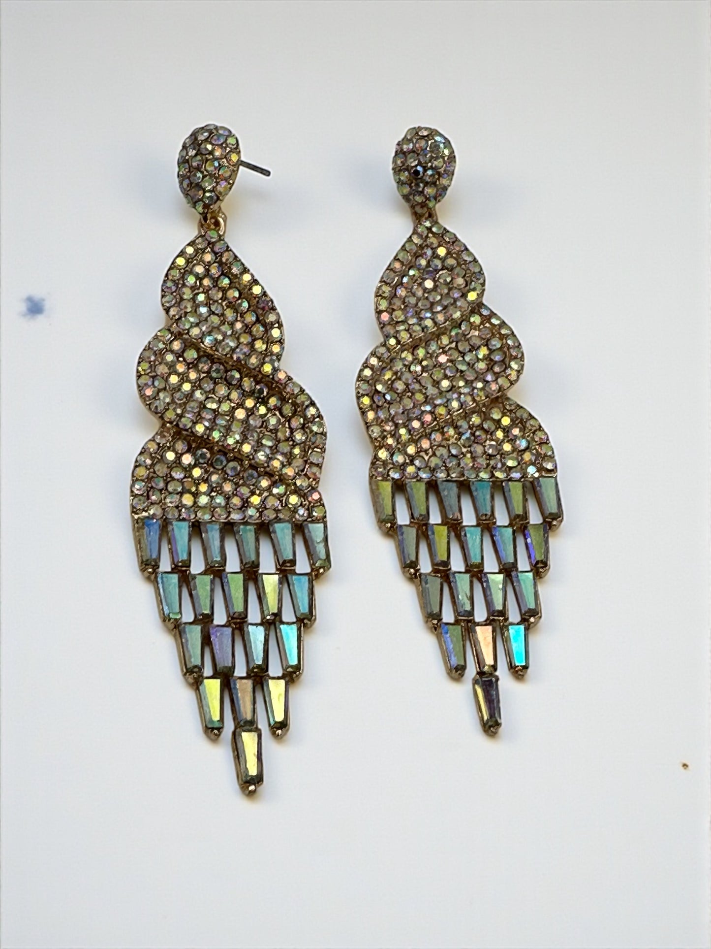 Glamorous Crystal Waterfall Statement Earrings – Gold & Silver