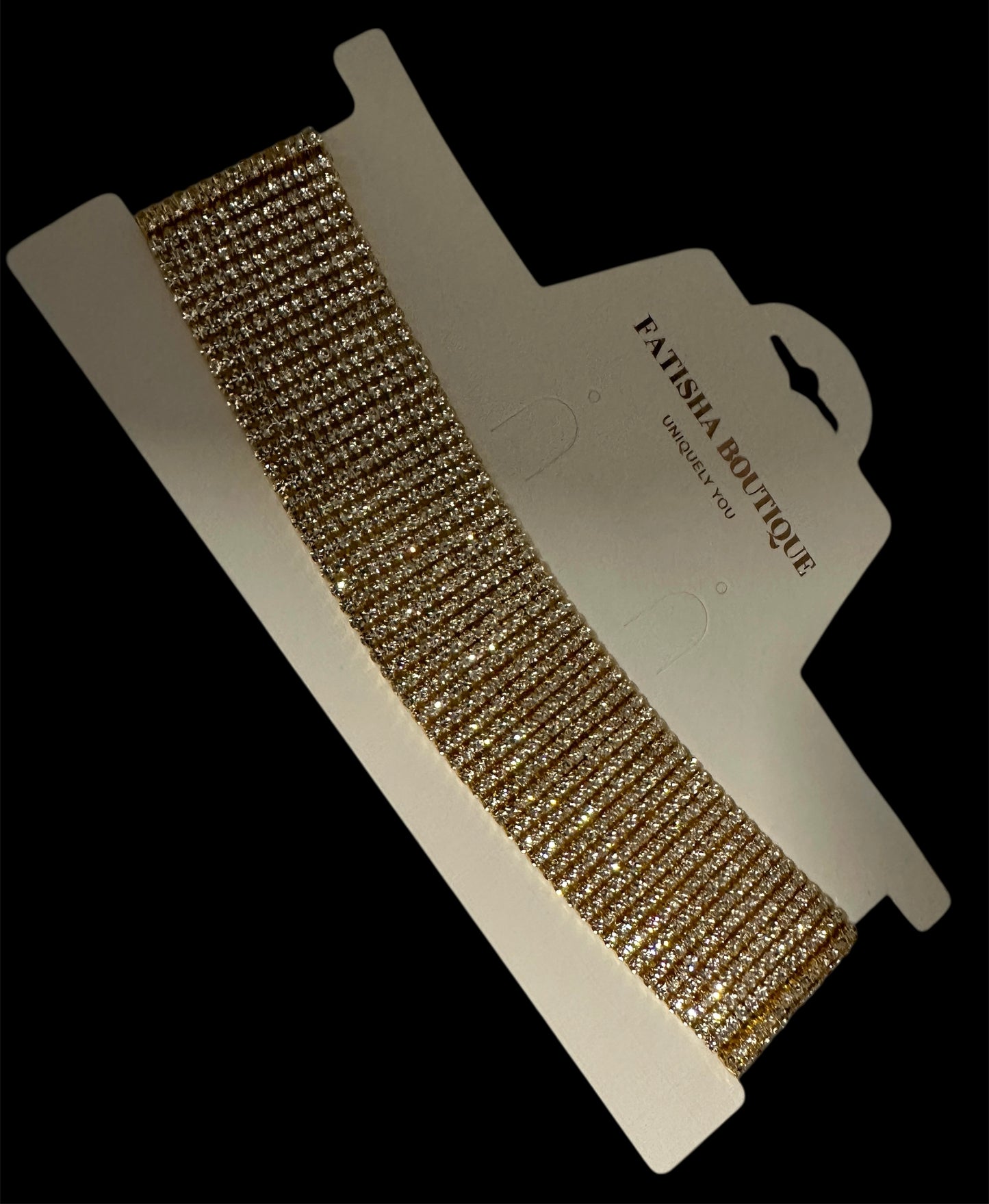 Glamorous Crystal Rhinestone Choker Necklace – 3cm Wide Statement Jewellery (Gold or Silver) - Fatisha Boutique #