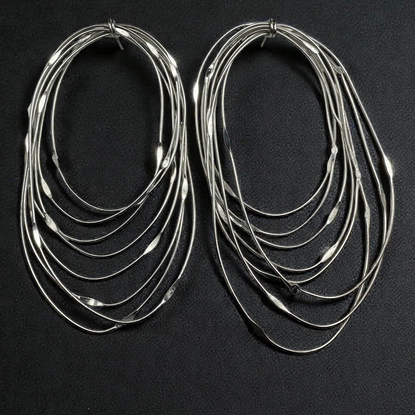 African Oversized Handcrafted Silver Brass Layered Hoop Statement Earrings - Fatisha Boutique #