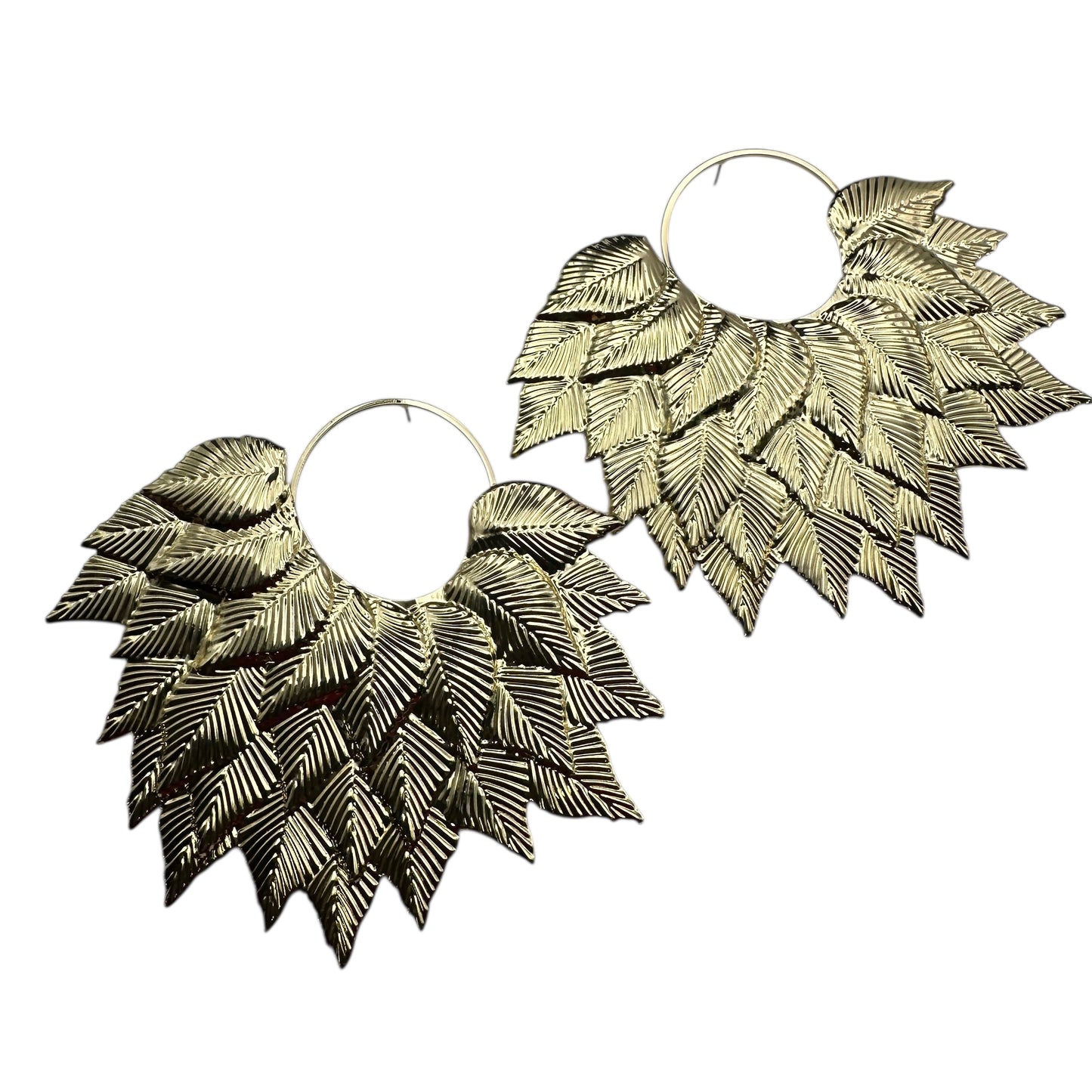 African Oversized Gold Leaf Statement Metal Earrings - Fatisha Boutique #