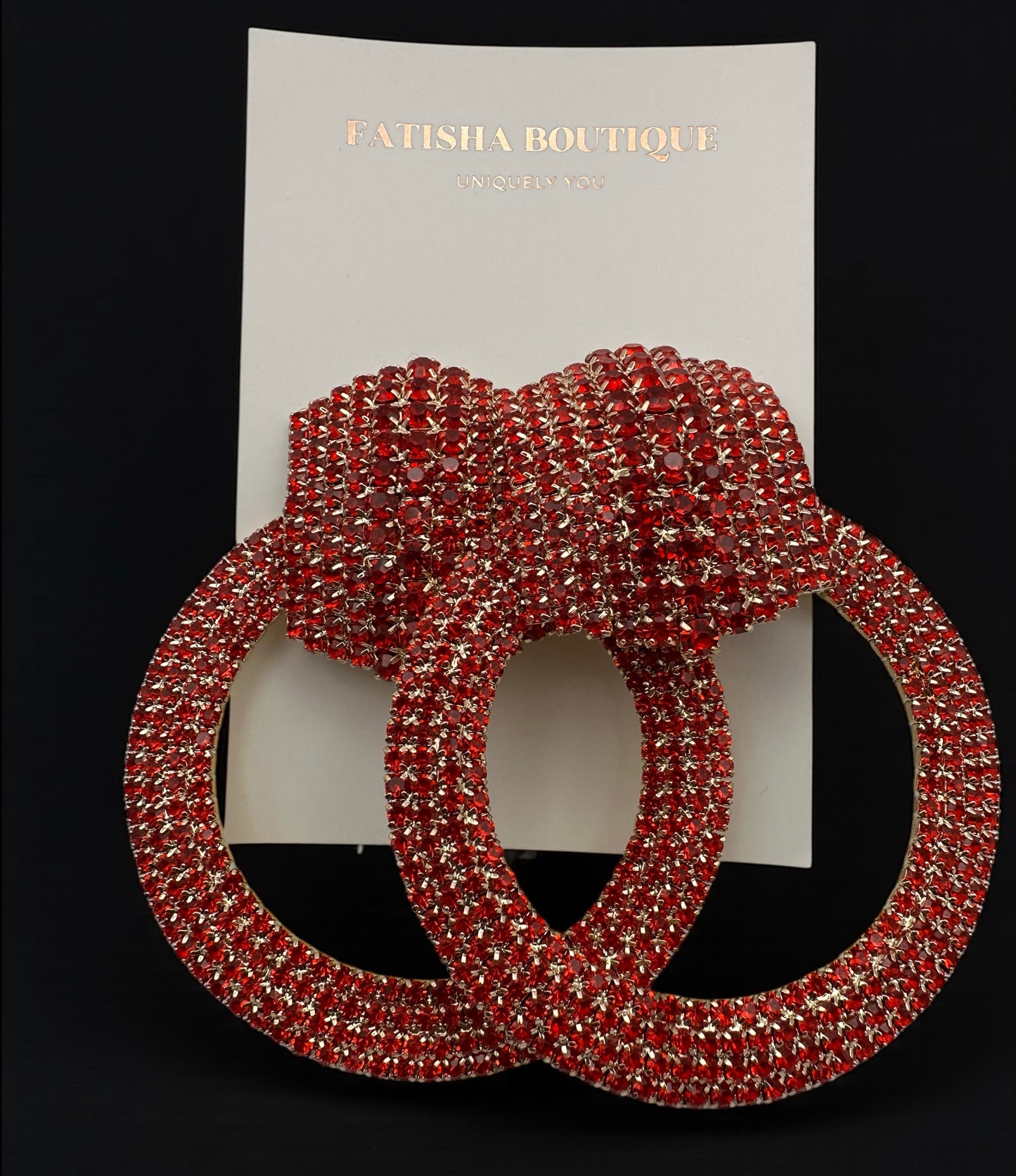 Luxury Rhinestone Statement Earrings – Red Oversized Crystal Hoop Glam Jewellery UK