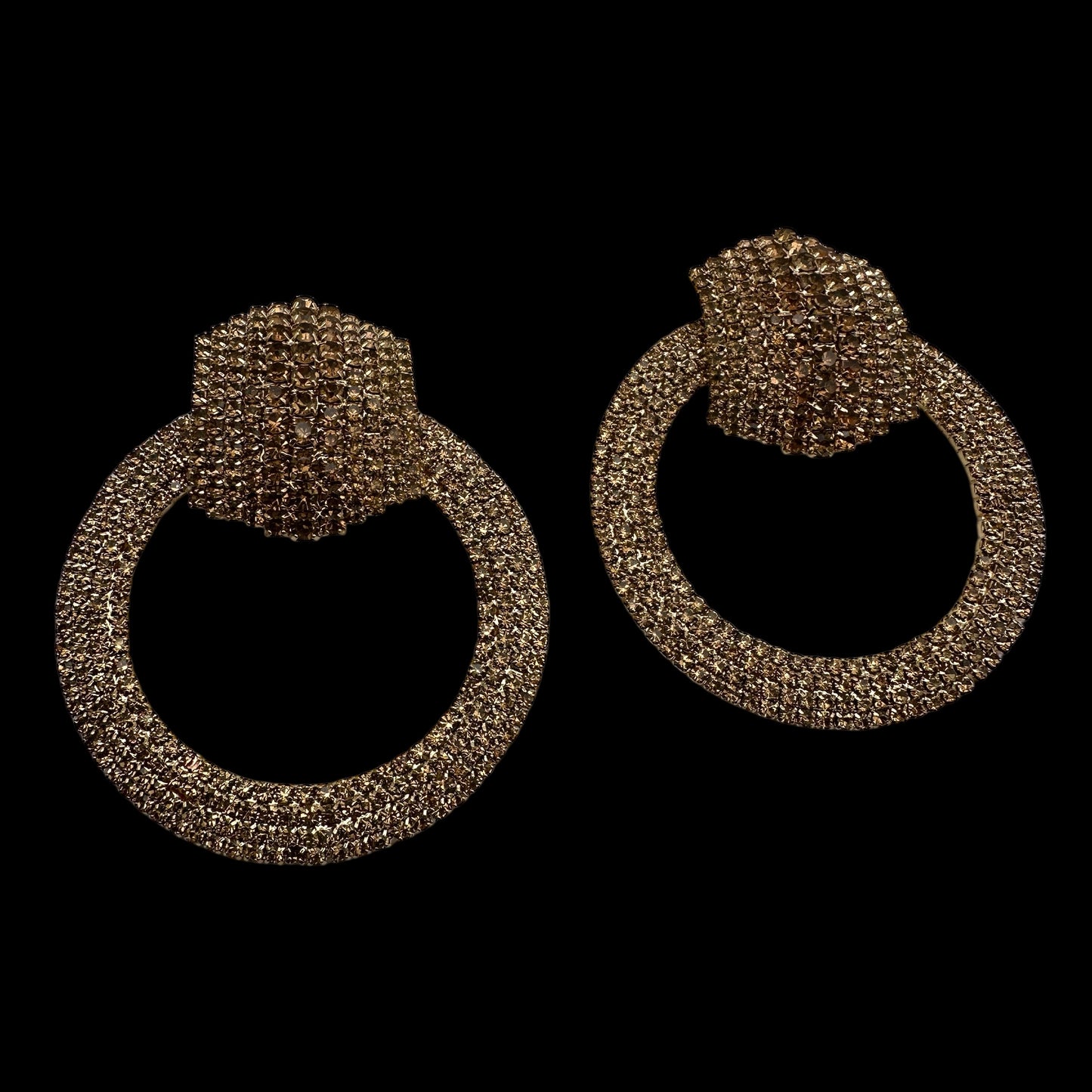 Gold Rhinestone Statement Earrings – Luxury Oversized Crystal Hoop Glam Jewellery UK - Fatisha Boutique #