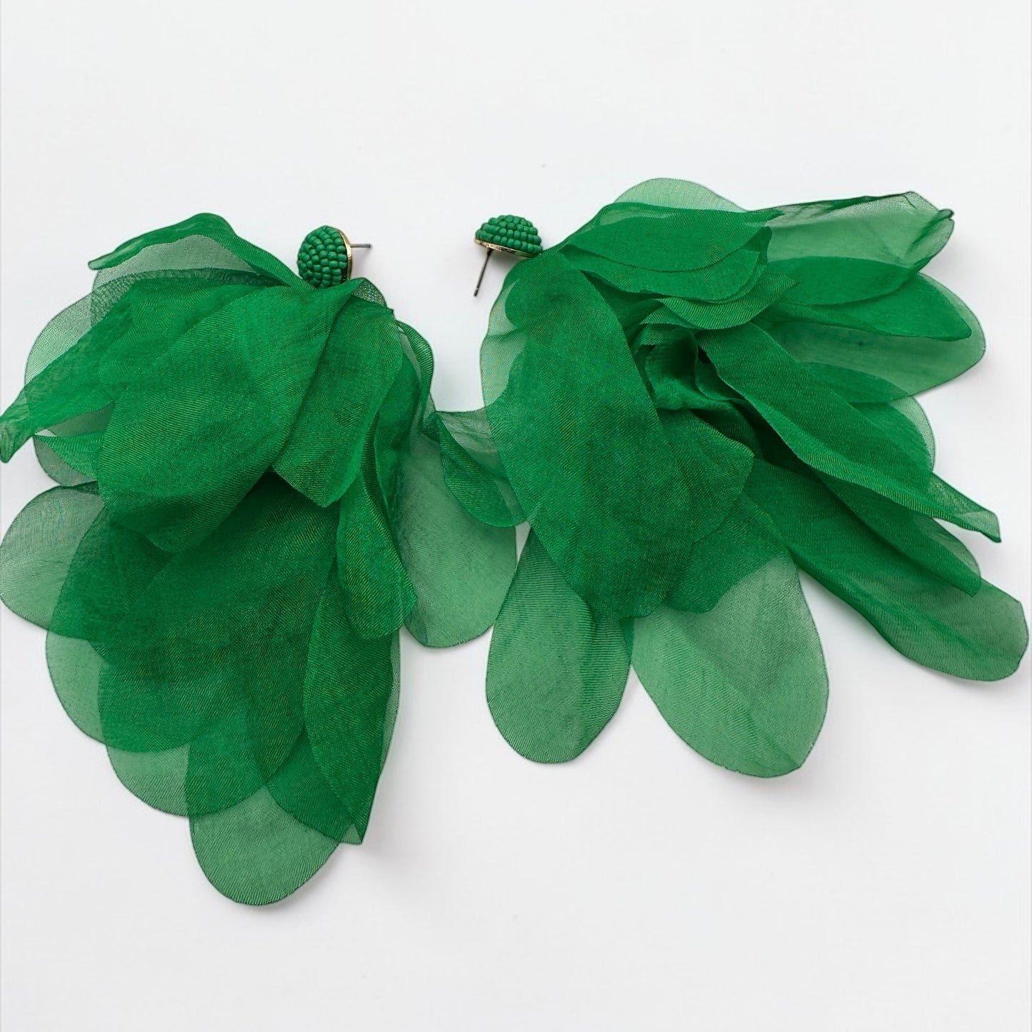Emerald Green Floral Statement Earrings – Lightweight Bold Occasion Jewellery - Fatisha Boutique # Fatisha Boutique