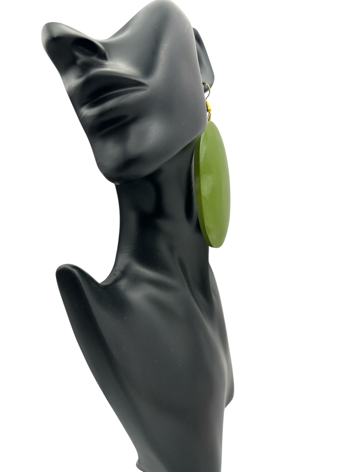 Green Wooden Oval Dangle Earrings – Handmade Boho Chic Statement Jewellery |Ethnic Earrings - Fatisha Boutique #