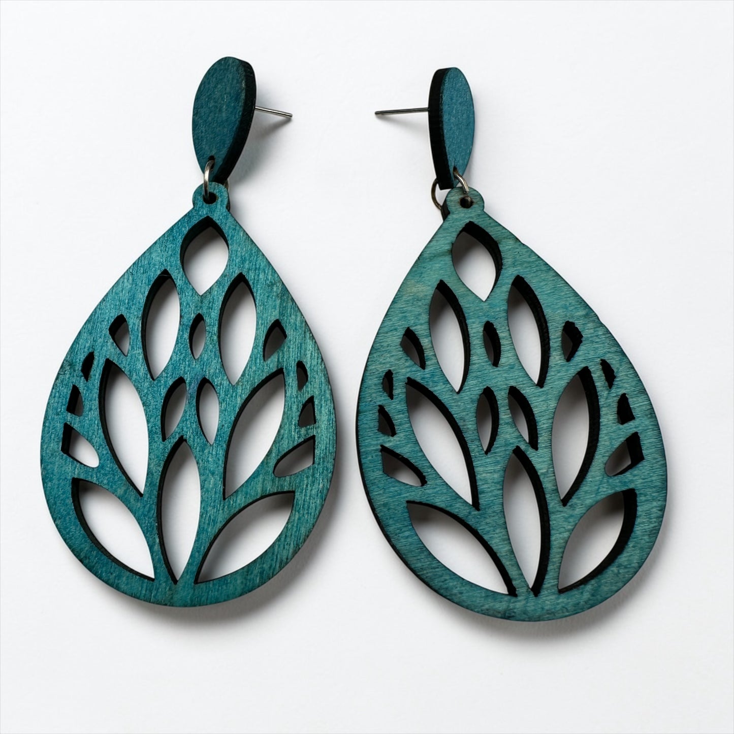 Lightweight Wooden Leaf Dangle Earrings – Handmade Boho Statement Earrings | Natural Wood Jewellery - Fatisha Boutique #