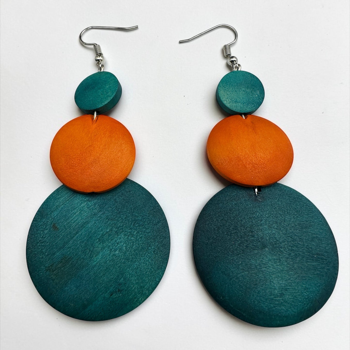 Multicolour Wooden Statement Earrings – Lightweight Boho Drop Earrings - Fatisha Boutique #