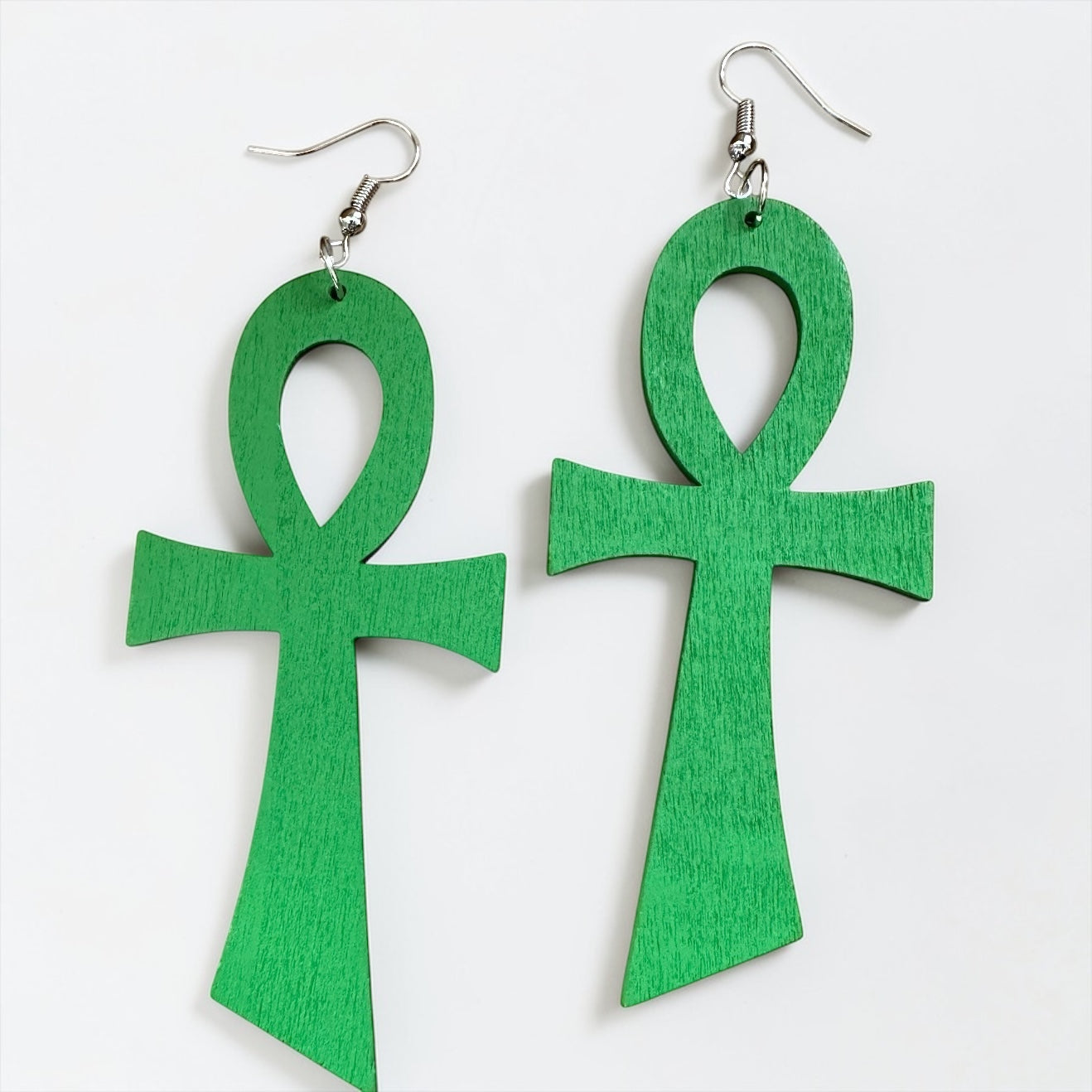 Oversized Wooden Ankh Earrings – Handmade African Ethnic Statement Jewellery - Fatisha Boutique #