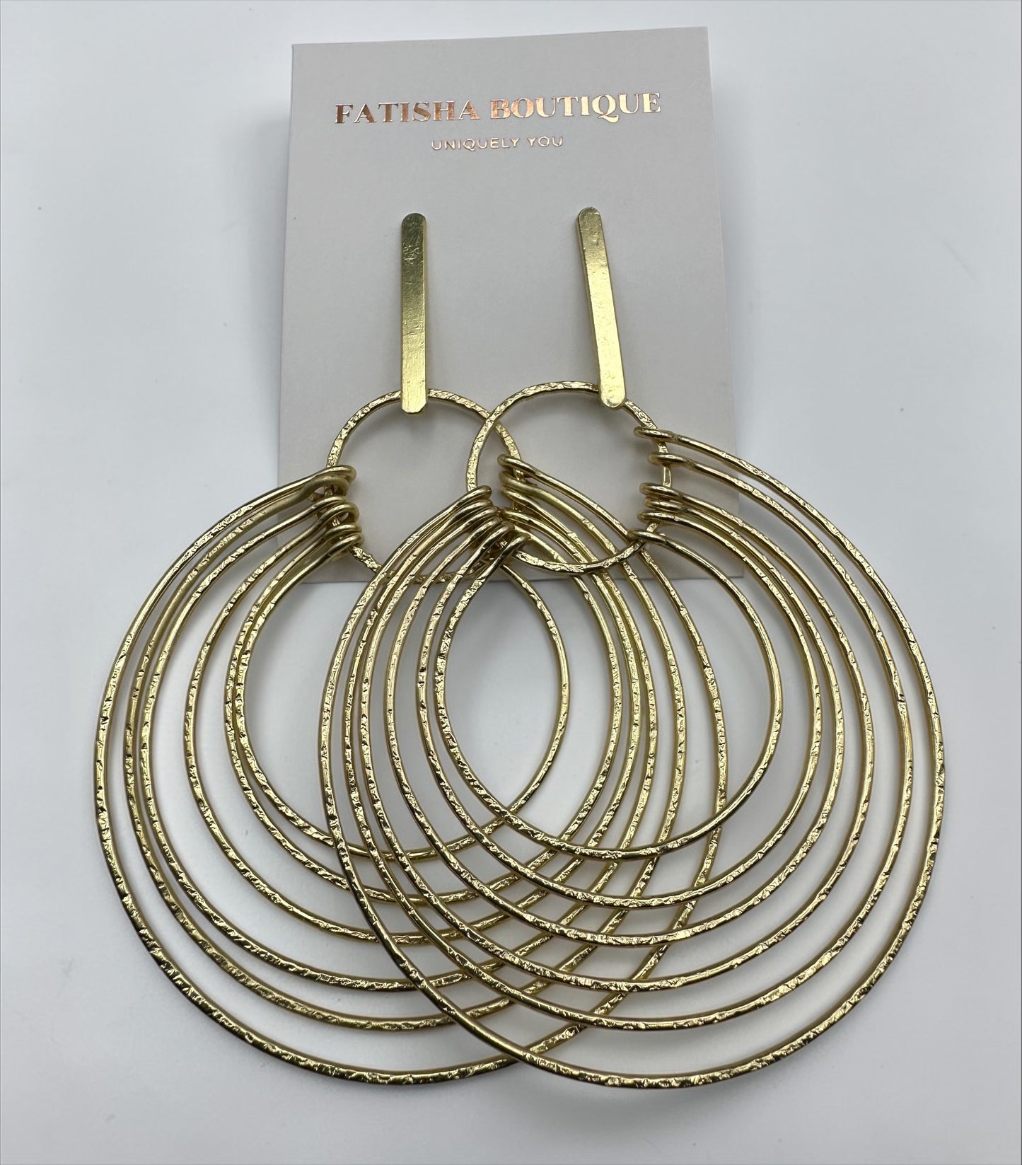 African Multi-Hoop Brass Drop Earrings – Layered Bohemian Statement Jewellery - Fatisha Boutique #