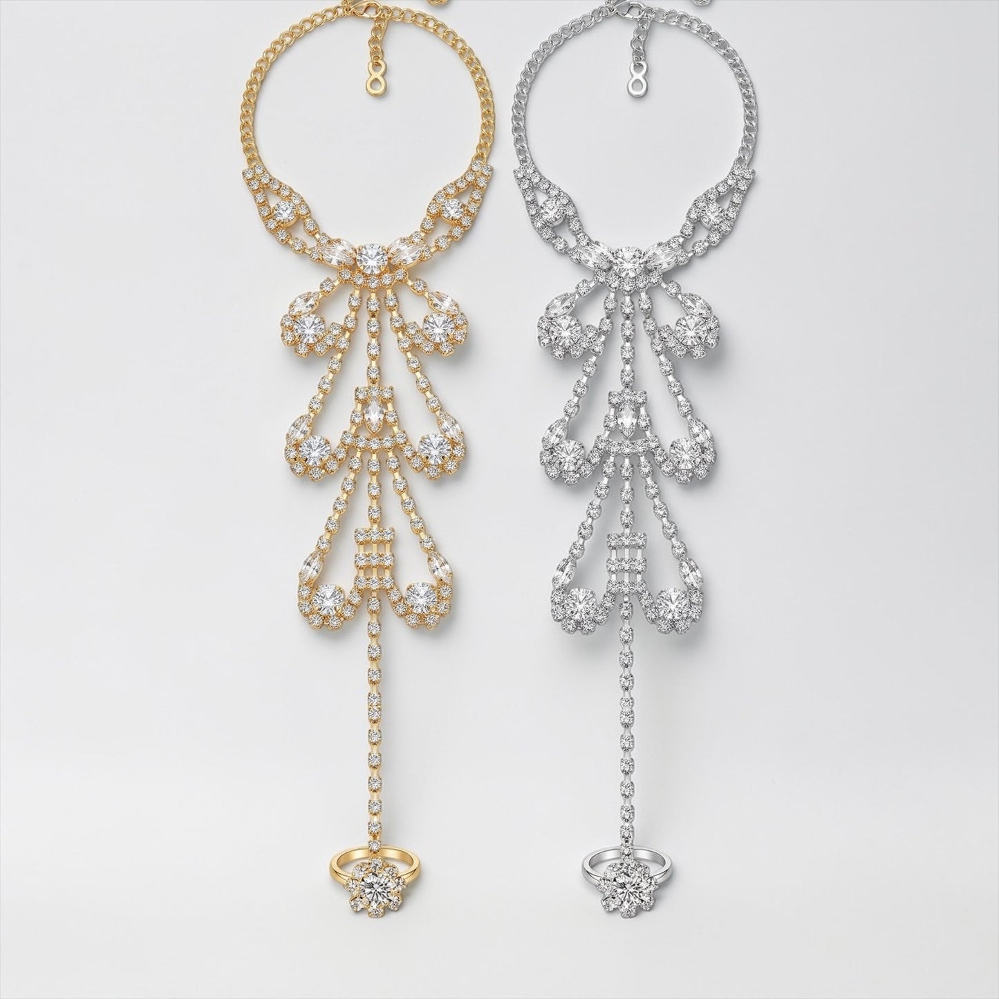 Crystal Bridal Barefoot Sandal (Single) – Gold & Silver Rhinestone Toe Anklet Foot Jewellery - Fatisha Boutique #