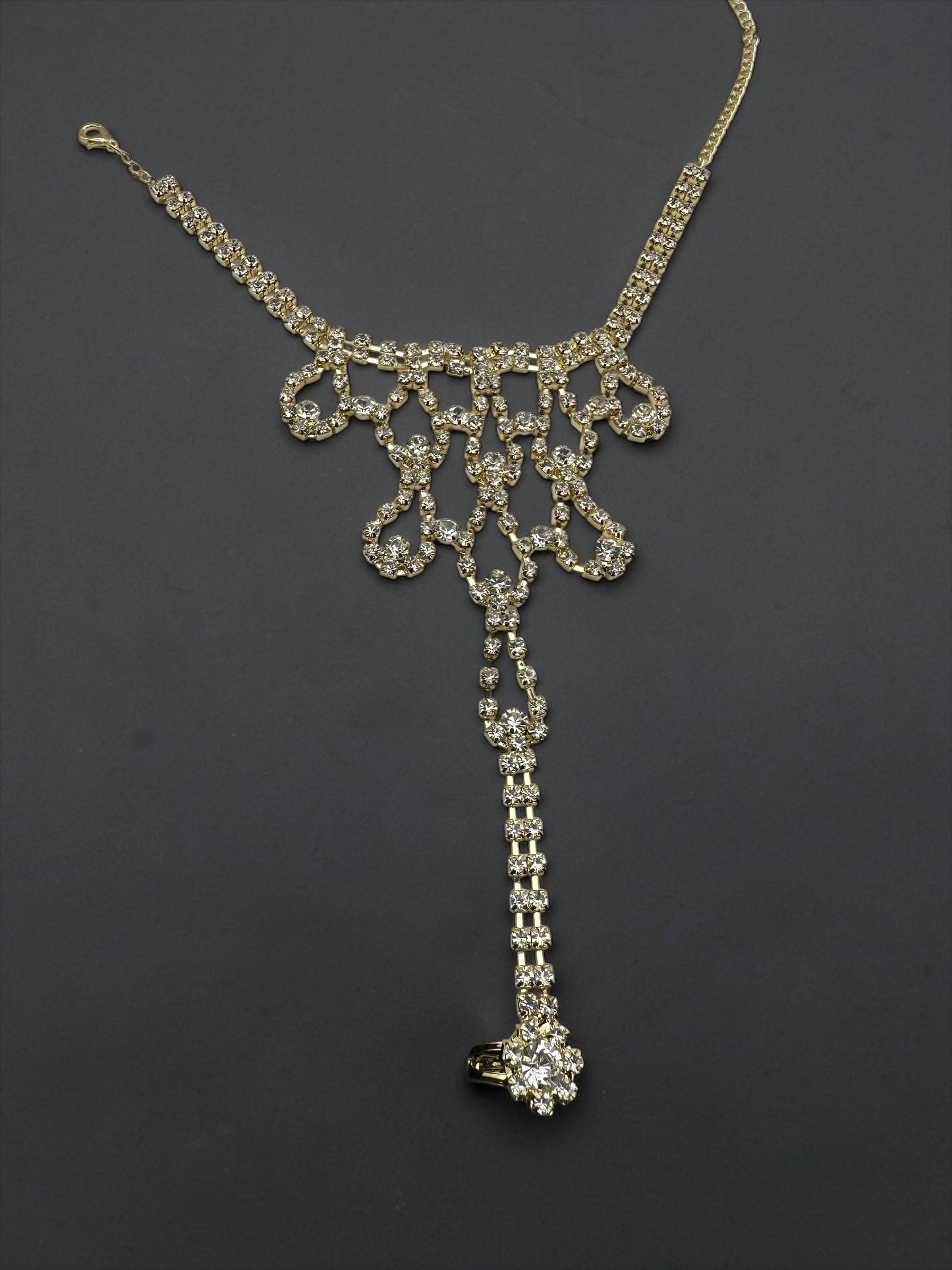 Luxury Crystal Barefoot Sandal (Single) – Gold & Silver Rhinestone Toe Anklet for Bridal & Evening Wear - Fatisha Boutique #