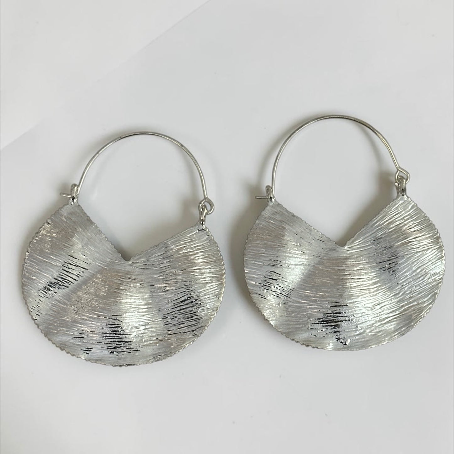 Textured Brass Disc Drop Earrings – Gold & Silver Statement - Fatisha Boutique #